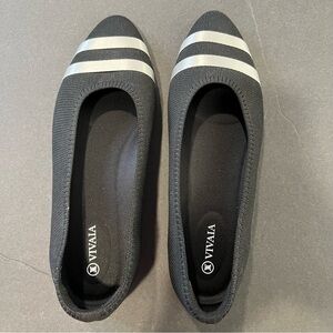 VIVAIA Women's Tamia 2.0 Black and Silver Flats round toe